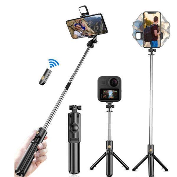 4 in 1 Selfie Stick Tripod With Light & Bluetooth Remote Foldable & Extendable (70cm) Mobile Holder - Pz Product Store