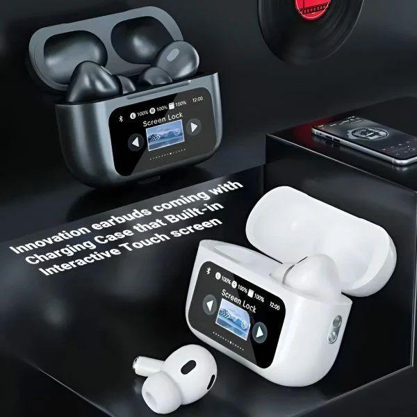 Airpods_Pro A9 ANC/ENC Dauble Dark Noise Reduction Battery Display Touch Control Bass Boosted Sound Quality Bluetooth Wireless Earbuds For Android and iOS/Airpods pro/Airpods pro black/Ambie/Airpods - Pz Product Store