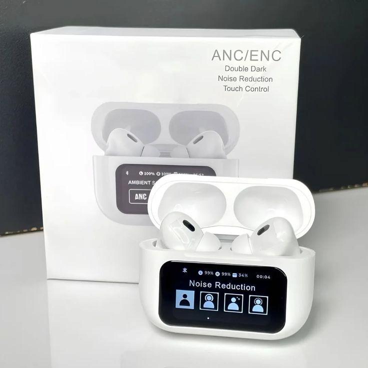 Airpods_Pro A9 ANC/ENC Dauble Dark Noise Reduction Battery Display Touch Control Bass Boosted Sound Quality Bluetooth Wireless Earbuds For Android and iOS/Airpods pro/Airpods pro black/Ambie/Airpods - Pz Product Store