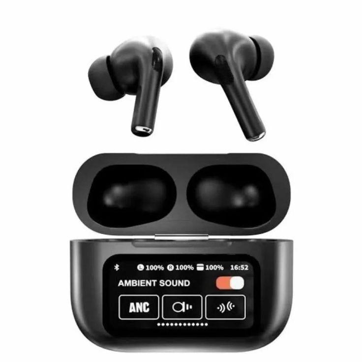 Airpods_Pro A9 ANC/ENC Dauble Dark Noise Reduction Battery Display Touch Control Bass Boosted Sound Quality Bluetooth Wireless Earbuds For Android and iOS/Airpods pro/Airpods pro black/Ambie/Airpods - Pz Product Store
