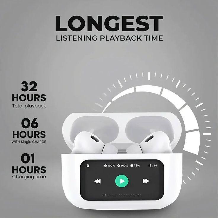 Airpods_Pro A9 ANC/ENC Dauble Dark Noise Reduction Battery Display Touch Control Bass Boosted Sound Quality Bluetooth Wireless Earbuds For Android and iOS/Airpods pro/Airpods pro black/Ambie/Airpods - Pz Product Store