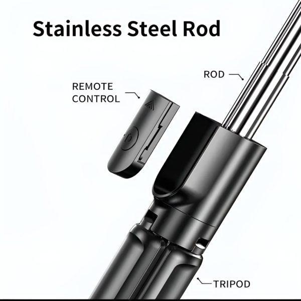 4 in 1 Selfie Stick Tripod With Light & Bluetooth Remote Foldable & Extendable (70cm) Mobile Holder - Pz Product Store