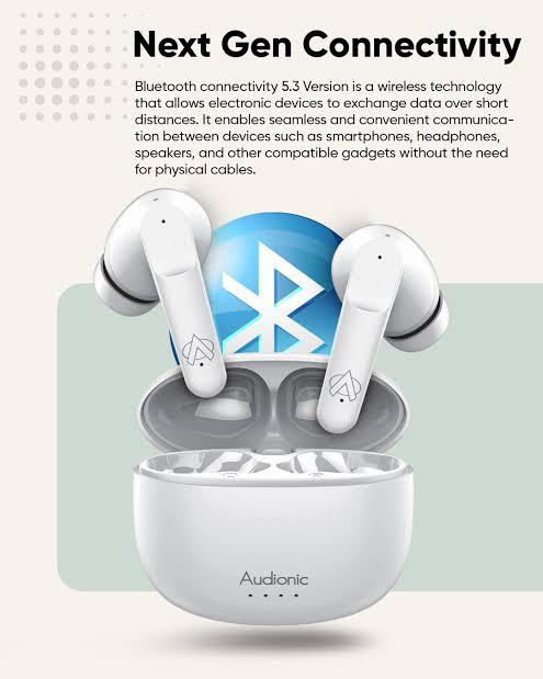 Audionic Airbud 625 Pro Quad Mic, ENC Wireless Earbuds, Gaming mode