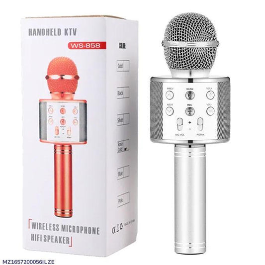 WS-858 Handed Ktv Premium Wireless Mic With Speaker With Long Lasting Battery - Pack Of 1 - Pz Product Store
