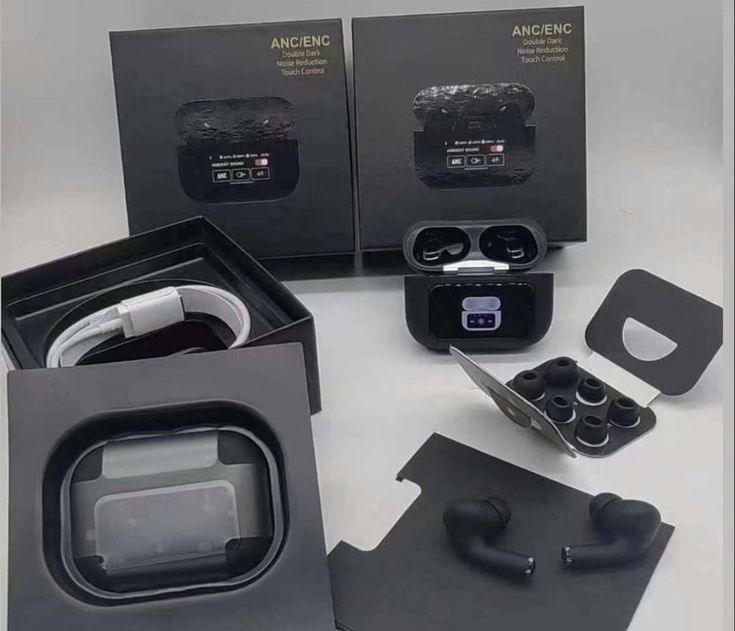 Airpods_Pro A9 ANC/ENC Dauble Dark Noise Reduction Battery Display Touch Control Bass Boosted Sound Quality Bluetooth Wireless Earbuds For Android and iOS/Airpods pro/Airpods pro black/Ambie/Airpods - Pz Product Store