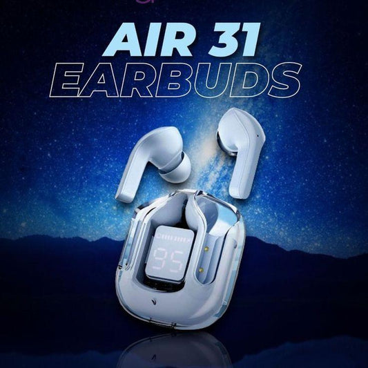 Air31 TWS With case Transparent Earbuds - Wireless Bluetooth 5.3 Gaming Headsets, Noise Reduction, Touch Control, T2 TWS Pro Earbuds with Microphone, AirPods Style PROMISE TO SEL - Pz Product Store