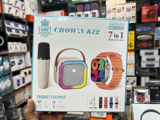 Crown K12 Smart Watch + 1x Mic 1x Music Speaker - Pz Product Store