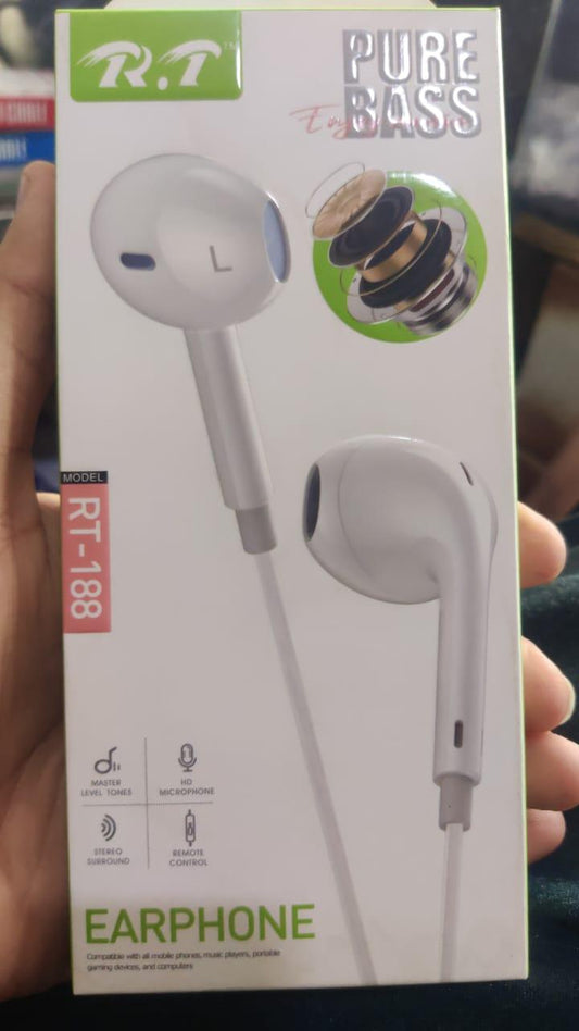 RT-188 Pure Bass Wired Earphones 🔊 Pure Sound. Deep Bass. Total Control. - Pz Product Store