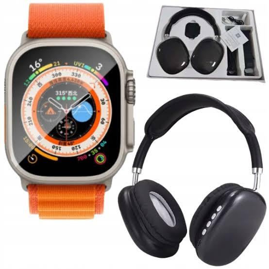 P9 ULTRA 2 SMART WATCH COMBO WITH HEADPHONES AMOLED SMARTWATCH SET WIRELESS HEADPHONES 7 IN 1 ULTRA WATCH SET - Pz Product Store