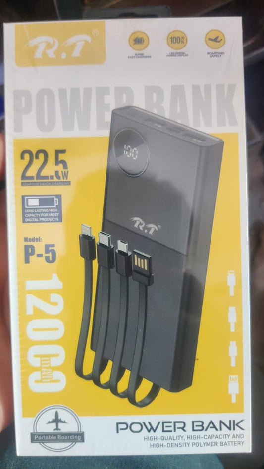 R.T Power Bank P-5 – 12000mAh | 22.5W Fast Charging - Pz Product Store